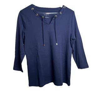 NWT Talbots Navy Blue 3 Quarter Inch Top